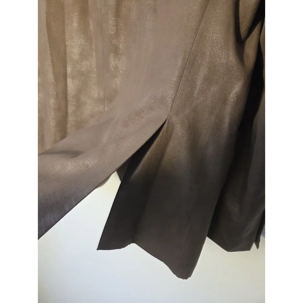 Bellissimo Men's Brown Sheen Blazer Size 46R Jaquard Lining 2 Button Dbl Vent